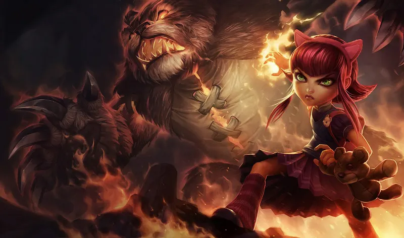 Annie prepares a magical attack in League of Legends.