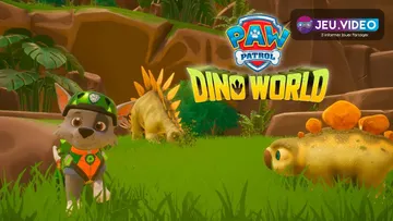 PAW Patrol Dino World trailer avec les chiots et dinosaures sur Dino Island