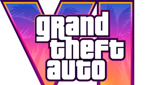 Logo officiel de GTA 6 sur fond néon rose, violet et orange