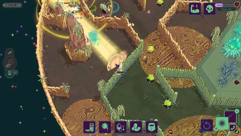 Enter the Chronosphere montrant un combat bullet hell en vue du dessus