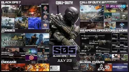 Black Ops 7 Saison 5 avec opérateur armé et logo Warzone officiel