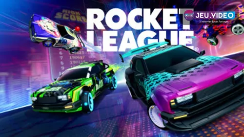 Visuel officiel de Rocket League montrant une voiture dans une arène, jeu PS4 compatible avec le jeu entre plateformes
