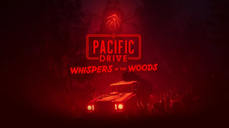 Break de Pacific Drive arrêté dans une forêt humide avant une sortie de collecte à préparer depuis le garage