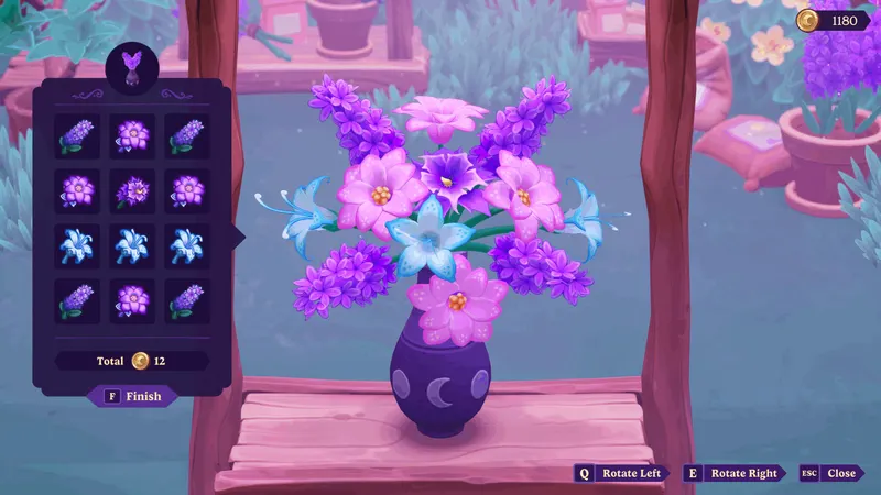 Moonlight Peaks test mini-jeu floral et activité secondaire