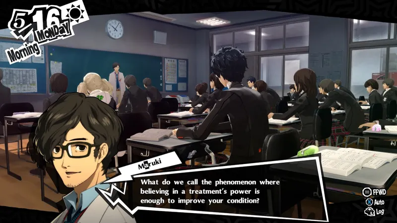 Capture officielle de Persona 5 Royal montrant le contexte de gameplay pour l'étape 1 du guide joueur