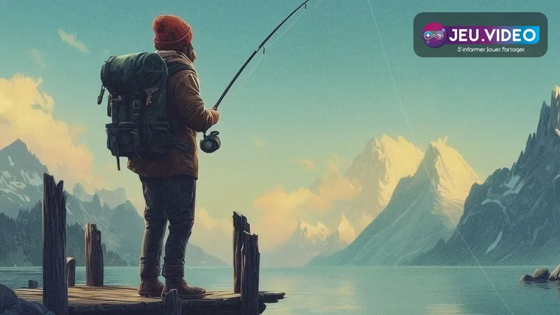 Kernelbay date de sortie avec un pêcheur face à des îles et au logo du jeu