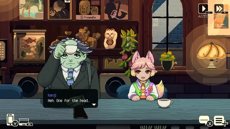 Coffee Talk Tokyo montrant une conversation dans le café nocturne