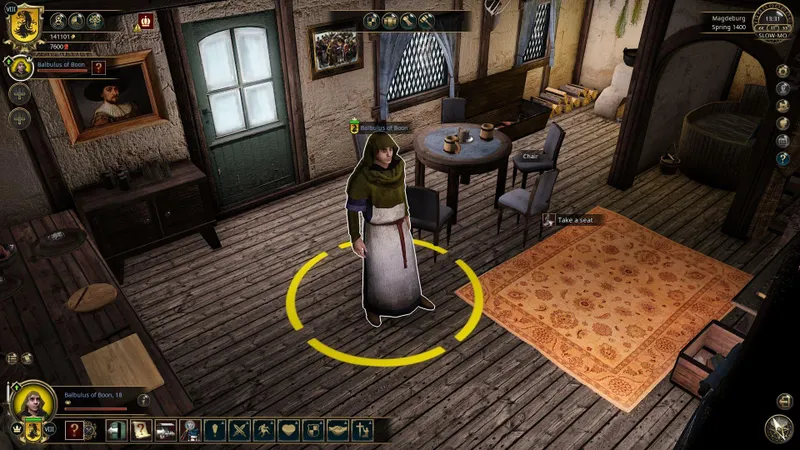 Personnage sélectionné dans une maison de The Guild 3 pour gérer la famille et la succession