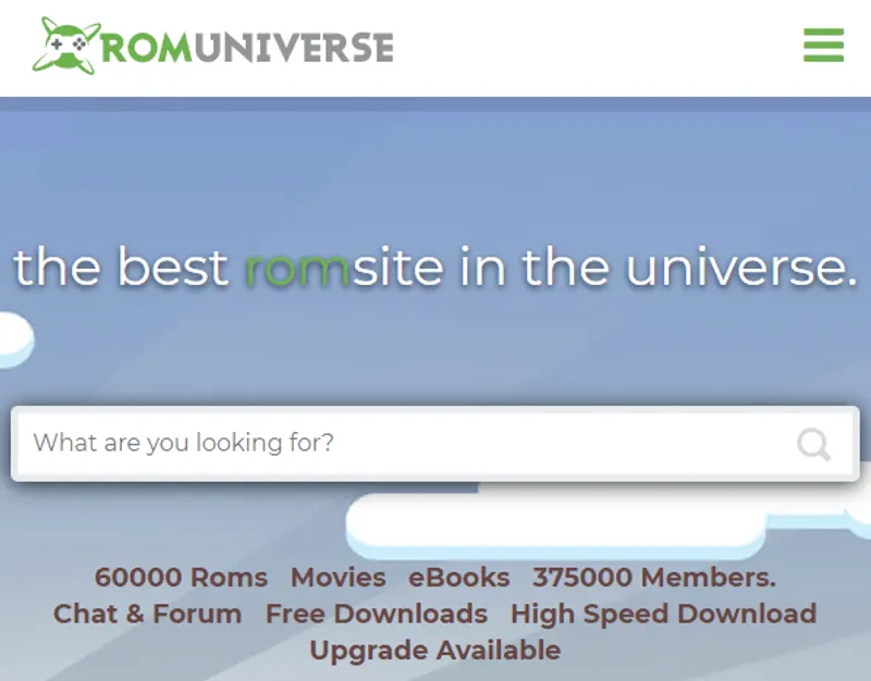 RomUniverse - Page d'accueil