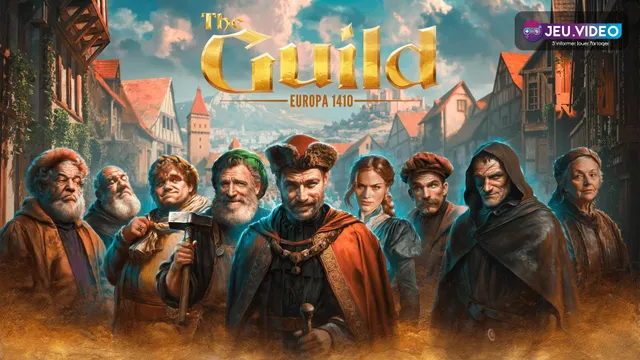 The Guild Europa 1410 montre son casting médiéval et son logo officiel
