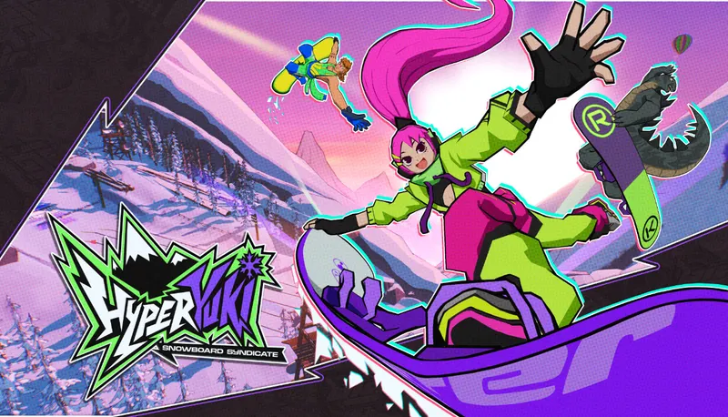 HYPERyuki trailer avec snowboardeuse arcade et logo officiel du jeu