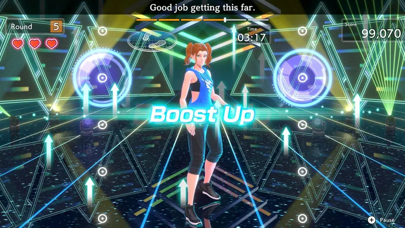 Fitness Boxing 3 Switch 2 affiche le mode Boost Up pendant un entraînement