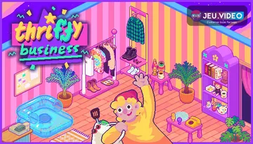 Thrifty Business sortie Steam avec une friperie colorée et son logo officiel