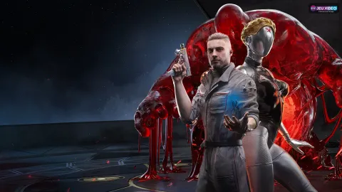 P-3, la Jumelle et une masse de polymère rouge sur le visuel officiel d’Atomic Heart Blood On Crystal