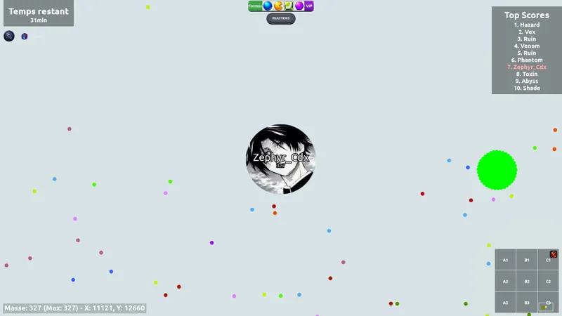 Partie Classique d'AGARIO sur JEU.VIDEO avec les nouveaux bots