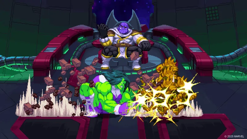 MARVEL Cosmic Invasion environnement spatial et héros en action