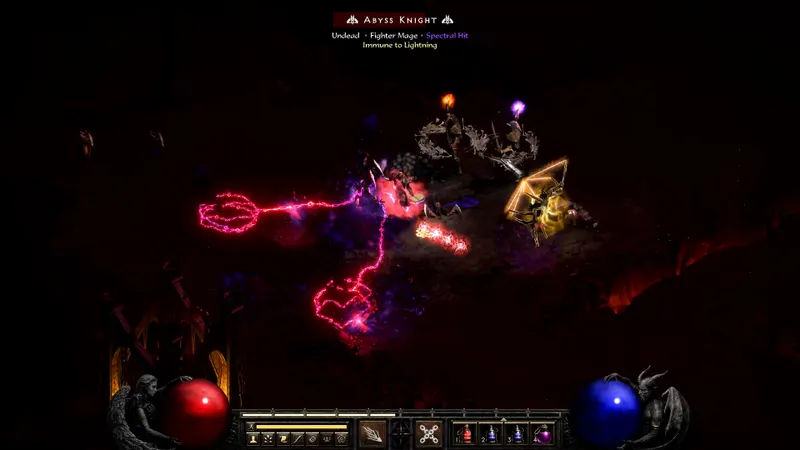 Warlock affrontant un pack renforcé dans une Terror Zone avec effets rouges et violets