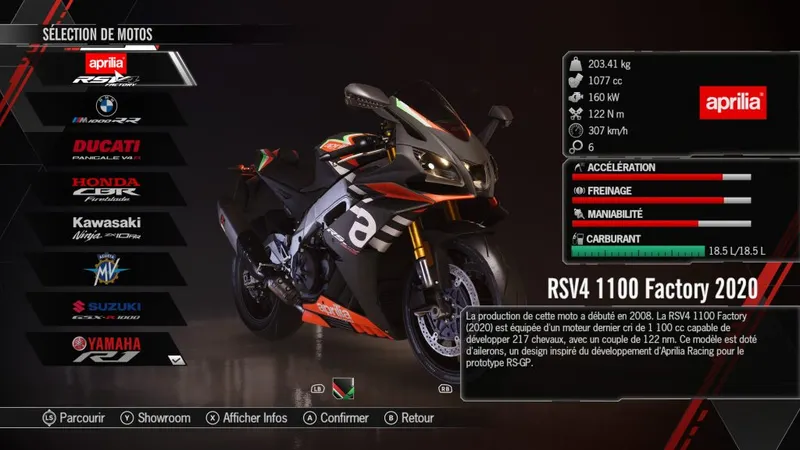 Rims Racing - les différentes bécanes