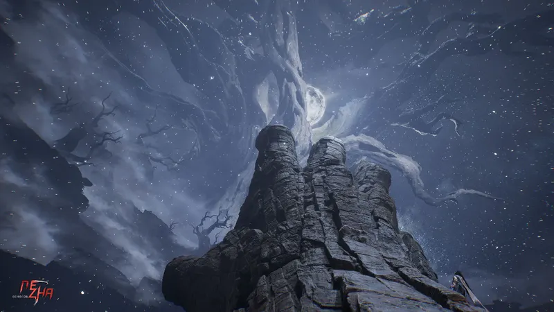Immense formation rocheuse et céleste dans Genigods Nezha pour préparer l escalade des dieux colossaux pendant les boss
