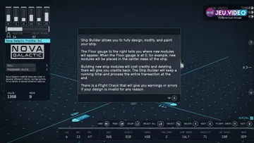 Constructeur de vaisseau Starfield affichant les modules du Frontier avant une amélioration