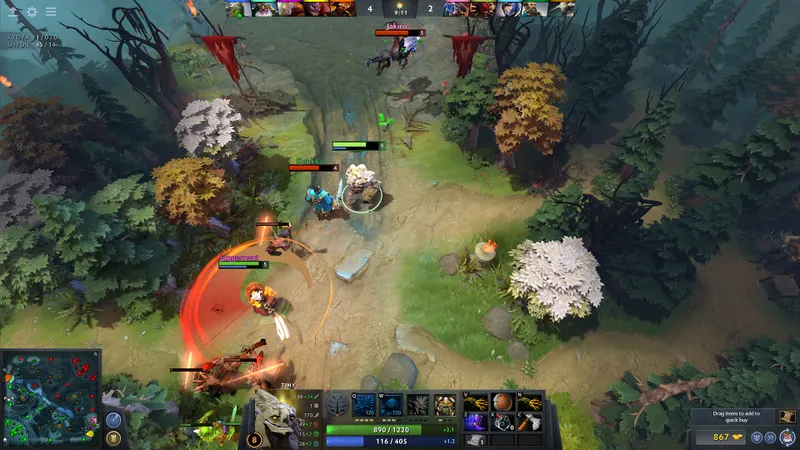 Affrontement d’équipe dans Dota 2 illustrant la coordination nécessaire pour prendre une décision commune