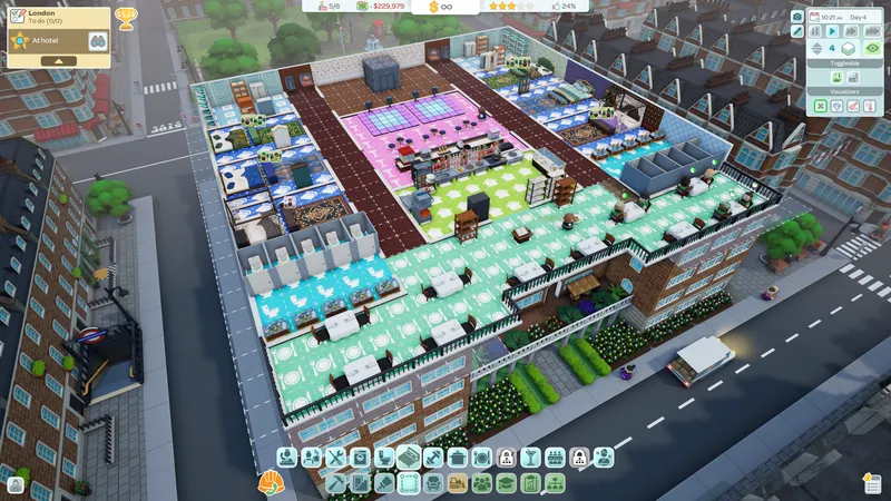Hotel Architect montrant les zones colorées d’un grand hôtel à Londres