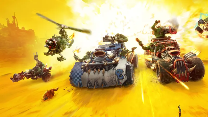Warhammer Speed Freeks montre des véhicules Orks lancés dans une course de combat