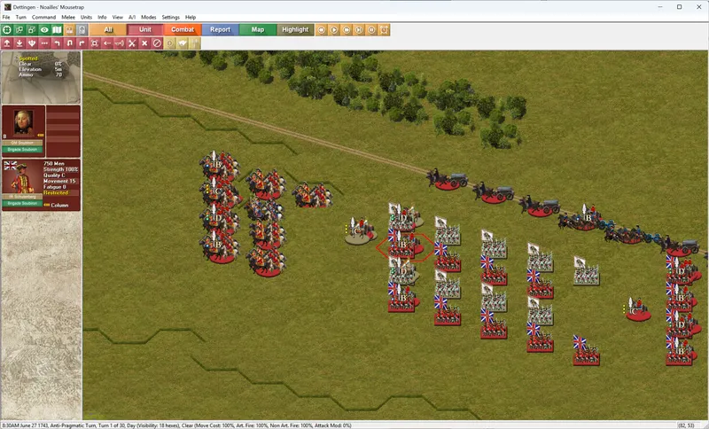 Capture officielle d’une carte de War of the Austrian Succession