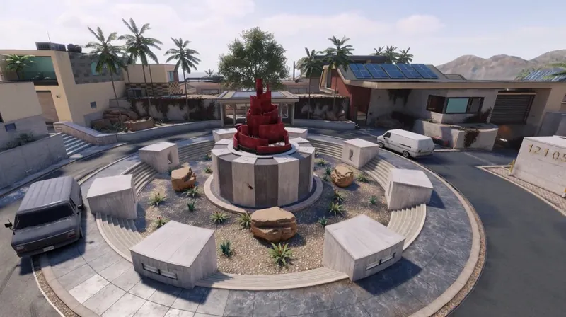 Mapa oficial Raid de Call of Duty Mobile con patio y edificios
