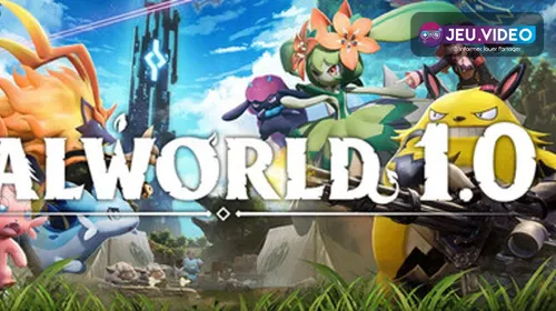 Visuel officiel horizontal de Palworld montrant le monde ouvert et des Pals, associé à l'organisation d'une base de production