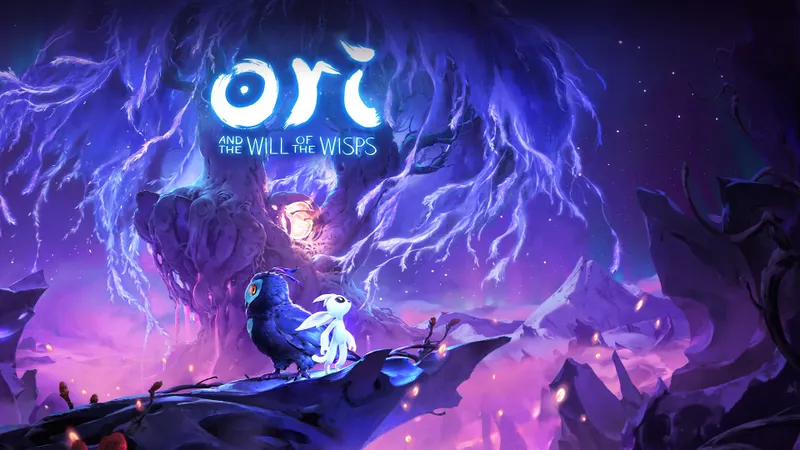 Ori in front of a glowing tree in Ori and the Will of the Wisps