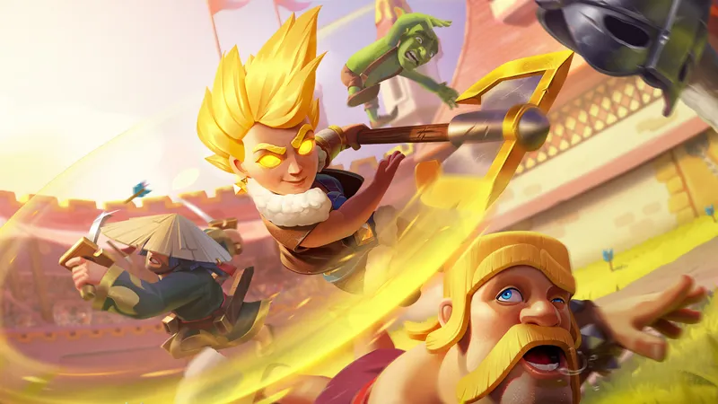 Visuel officiel panoramique de Clash Royale avec une troupe dans l’arène