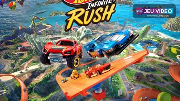 Hot Wheels Infinite Rush trailer avec voiture miniature et piste orange en ville