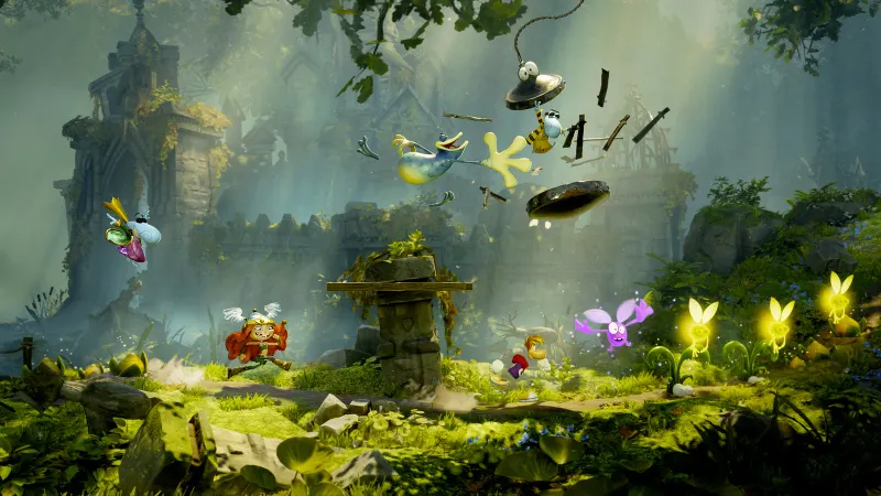 Rayman Legends Retold dans un niveau de forêt lumineux