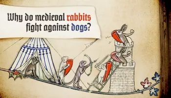 chien et lapins en écriture gothique