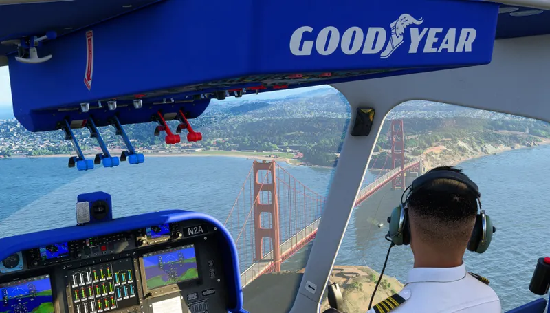 Le Goodyear Blimp dans le cockpit de Microsoft Flight Simulator 2024