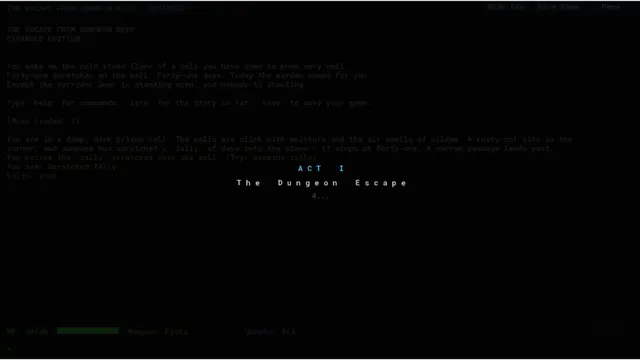 The Escape From Dungeon Keep, visuel officiel Steam du RPG textuel