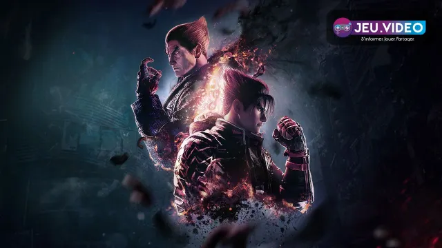 Artwork officiel de Tekken 8 avec Jin Kazama et Kazuya Mishima pour illustrer un guide débutant sur le Heat et les combos simples