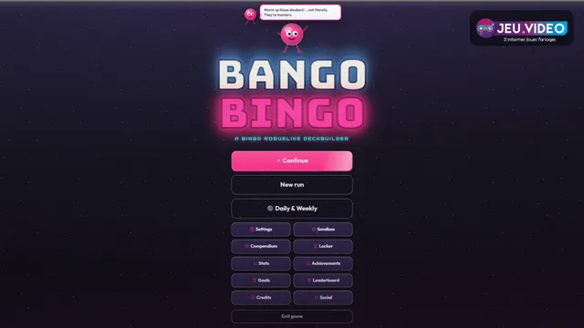 Capture officielle de Bango Bingo montrant une partie sur une grille de bingo