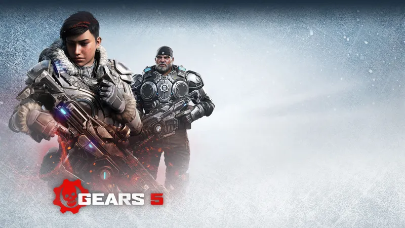 Kait and Marcus in a snowstorm in Gears 5