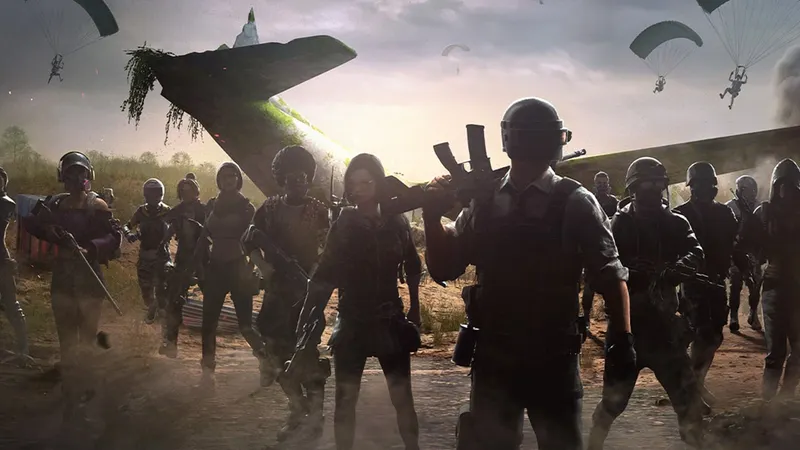 PUBG x PAYDAY avec un survivant armé dans le key art officiel de PUBG Battlegrounds