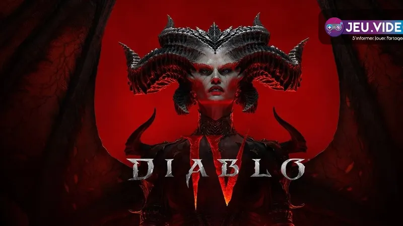 Visuel officiel de Diablo IV avec Lilith sur fond rouge