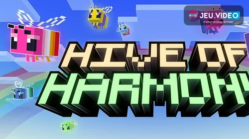Hive of Harmony Minecraft montre des abeilles colorées autour d’une ruche arc-en-ciel