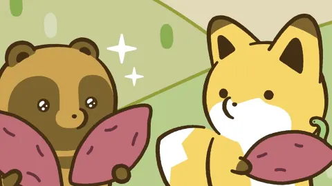 Tanuki to Kitsune anime avec Tanuki et Kitsune réunis