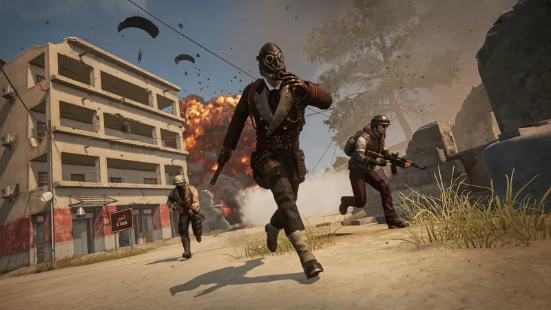 PUBG: BATTLEGROUNDS character equipped near a building showing texture and cover readability after performance adjustments