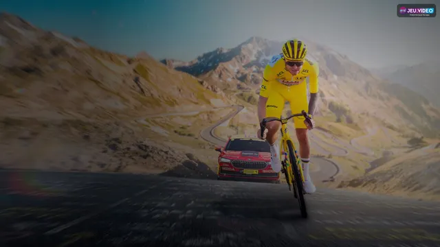 Tour de France 2026 avec peloton sous la pluie et maillot jaune en course