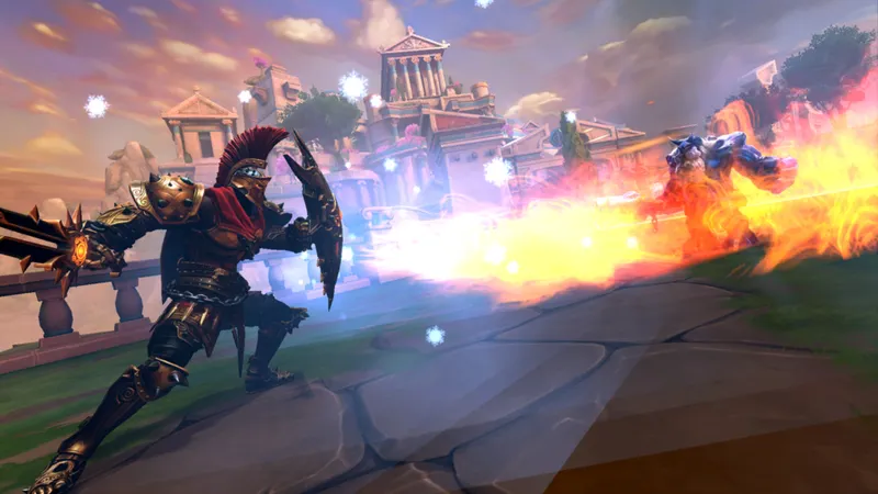 Partie de SMITE avec plusieurs joueurs dans une arène, exemple de session à tester après avoir vérifié les plateformes du groupe