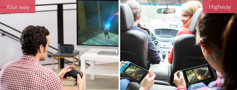 La switch dans différents modes d'utilisation: chez soi ou partout ailleurs