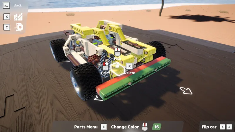 Véhicule de Screw Drivers en situation de jeu après une modification mécanique