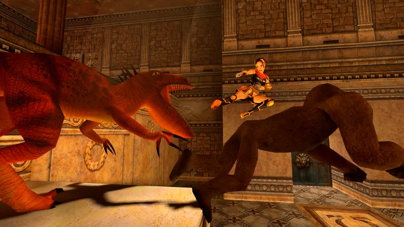 Lara Croft en combat dans Tomb Raider Remastered pour montrer la gestion de distance face aux ennemis